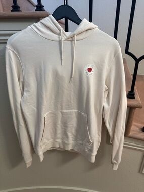 Converse Cream Pullover Hoodie with Red Heart Patch